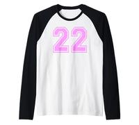 22 Number Twenty-Two Sports Varsity College Girl Matching Raglan Baseball Tee