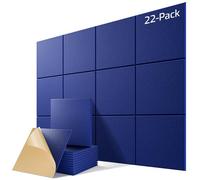 22 Pack Self-Adhesive Acoustic Panels, 12" X 12" X 0.4" High-Density Sound Proof Foam Panels for Walls, Soundproof Wall Panels for Home & Office (Blue)