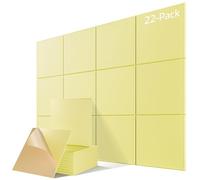 22 Pack Self-Adhesive Acoustic Panels, 12" X 12" X 0.4" High-Density Sound Proof Foam Panels for Walls, Soundproof Wall Panels for Home & Office (Light Yellow)
