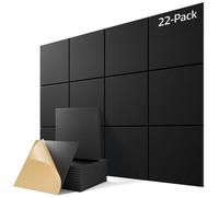22 Pack Self-Adhesive Acoustic Panels, 12" X 12" X 0.4" High-Density Sound Proof Foam Panels for Walls, Soundproof Wall Panels for Home & Office (Black)