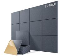 22 Pack Self-Adhesive Acoustic Panels, 12" X 12" X 0.4" High-Density Sound Proof Foam Panels for Walls, Soundproof Wall Panels for Home & Office (Dark Gray)