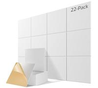 22 Pack Self-Adhesive Acoustic Panels, 12" X 12" X 0.4" High-Density Sound Proof Foam Panels for Walls, Soundproof Wall Panels for Home & Office (white)