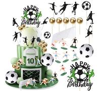 22 Pack Soccer Cake Toppers Realistic Microcosm Football Player Competition Cupcake Toppers Round Mini Ball Cake Picks for Football Theme Baby Shower Kids Birthday Party Cake Decorations Supplies