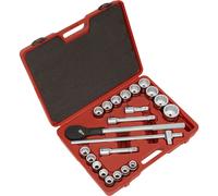 22 PACK Socket Set - 3/4" Metric Square Drive - 12 Point Socket & Ratchet Handle