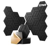 22 Pack Sound Proof Foam Panels, 12"X 10"X 0.4" Self-adhesive Acoustic Panels,Soundproof Wall Panels High Density, Acoustic Panels Sound Absorbing for Wall Decoration and Acoustic Treatment-Black