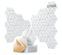 22 Pack Sound Proof Foam Panels, 12"X 10"X 0.4" Self-adhesive Acoustic Panels,Soundproof Wall Panels High Density, Acoustic Panels Sound Absorbing for Wall Decoration and Acoustic Treatment-White