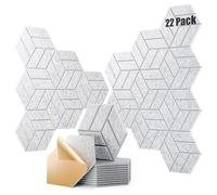 22 Pack Sound Proof Foam Panels, 12"X 10"X 0.4" Self-adhesive Acoustic Panels, Soundproof Wall Panels High Density, Acoustic Panels Sound Absorbing for Wall Decoration and Acoustic Treatment- Gray