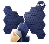 22 Pack Sound Proof Foam Panels, 12"X 10"X 0.4" Self-adhesive Acoustic Panels,Soundproof Wall Panels High Density, Acoustic Panels Sound Absorbing for Wall Decoration and Acoustic Treatment-Blue