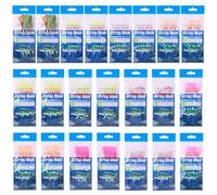 22 Packs Pre Rigged Feather Lure Hooks Sea Fishing Rigs - Flexible String Hooks for Shore Boat Casting - Mimics Natural Prey for Pollock Cod Whiting - Nylon and Steel Gear