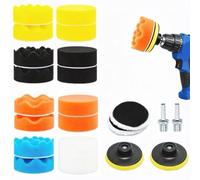 22 Pcs 3 Inch Car Drill Polishing Pads, Buffing Pads for Drill with M10 Adapter, Car Polishing Kit Sponge Wool Buffer Attachment for Auto Sanding, Waxing and Polishing