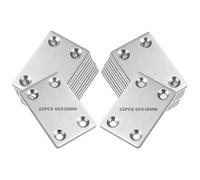 22 PCS 60x38MM Stainless Steel Silver Flat Joining Plates - Ideal for Wall Plate Hangers, Sleeper Supports, Composite Decking Screws, and Fence Post Repair