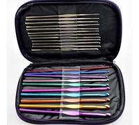 22 pcs Aluminium Multi Coloured and Silver Crochet Hooks Knitting Needles Set with case 0.6mm-6.5mm
