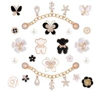 22 Pcs Bling Shoe Charms for Women, Rhinestones Bling Pendant Chain Shoes Charms Accessories, Flower Butterfly Shoe Decoration for Clog Sandals, DIY Shoe Accessories for Party Favor, Multicolor, One