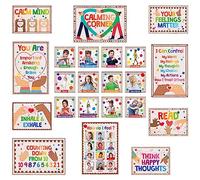 22 PCS Calming Corner Posters, Mental Health Poster Bulletin Board Set with PET Film Large Size Erasable Emotion Control Poster Coping Mechanisms Calm Down Corner for Home Office Use