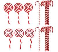 22 Pcs candy cane christmas Decorations candy cane decorations Lollipops Candy Cane Decorations for Christmas Tree Candy ， with Golden Rope for Xmas Halloween Decoration