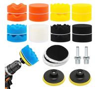 22 Pcs Car Drill Polishing Pads 3 Inch, Car Buffing Pads for Drill with M10 Drill Adapter, Drills Buffer Polisher Attachment Kit Sponge Polishing Polisher Drills Adapter for Car Polishing and Waxing