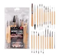 22 Pcs Clay Sculpting Tools Set, COGVOHY Air Dry Ceramic Pottery Sculpture Modelling Carving Tools for Beginners & Professionals, Polymer Clay Pottery Tool Kit for Sculpting & Crafting (Burlywood)