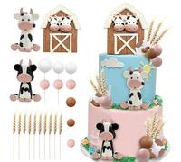 22 PCS Cow Cake Topper Farm Cow Cake Decorations for Baby Shower Cow Themed Girls Boys Birthday Party Decorations Supplies (Farm Cow)