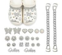 22 Pcs Croc Charms Girls Shoe Charms for Crocs Rhinestone Shoe Decorations