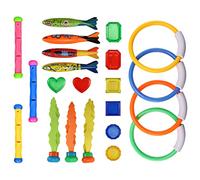 22 Pcs Diving Pool Toys Jumbo Set with Storage Bag Summer Swim Water Games for Ages 3-12 Swimming Training ABS Material Dive Rings Torpedoes Plants Diamonds Long Rods