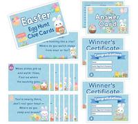 22 Pcs Easter Egg Hunt Clue Cards for Kids - Large Indoor Scavenger Hunt Game Set with Riddles, Blank DIY Cards, Winner's Certificates, Instruction & Answer Cards, Reusable Easter Party Activity