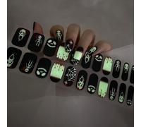 22 pcs Halloween Glow in The Dark Semi Cured Gel Nail Strips Gel Polish Wraps Self-Adhesive Nail Full Wraps Sticker Decals for Women Girls