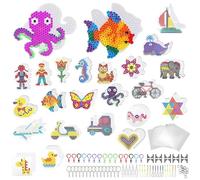22 Pcs Hama Beads Pegboard Set - 5mm Clear Animal Shape Boards, DIY Fuse Bead Kit for Kids Crafting with 10 Ironing Papers, Including Craft Tray & Chain Accessories for Boys & Girls Creative Craft