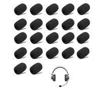 22 Pcs Headset Microphone Foam Covers, Head Mic Foam Cover, Dead Cat/Wind Muff, Microphone Muffler/Windscreen, For Lapel Mics Clip-On Mics, Classroom, Conference Room, News Interview (Black)