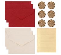 22 PCS Letter Writing Paper and Envelopes, 10 Pcs A5 Writing Paper, 6 Gift Envelopes and 6 Wax Seals, Letter Writing Set for Wedding Invitations, Romantic Gifts, Vintage Greeting Cards