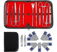 22 Pcs Minor Surgery Set Surgical Instruments Kit Stainless Steel Dissecting Scissors Tweezers