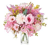 22 Pcs Pink Artificial Flowers Peony Hydrangea Faux Gypsophila Bouquet | Artificial Pink Rose Baby's Breath Flowers Fake Plants Silk Flowers For Wedding Bouquets Party Centerpieces DIY Home Decor