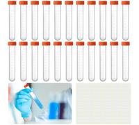 22 Pcs Plastic Centrifuge Tubes, 10ml Test Tubes Sample Vials with Orange Screw Caps, Clear Graduated Conical Specimen Sample Tubes for Laboratory Pigments Lab Industrial Use, with 1 Sticker