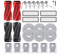 22 Pcs Replacement Parts for Roborock Qrevo S5V / Curv/Edge/Edge S5A / Curv S5X, Accessories Include 1*Set Main Brush, 4*Mop Pads, 6*Vacuum Bags, 4*Hepa Filters, 4*Side Brush, 2*Cleaning Tool