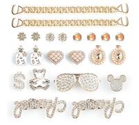 22 Pcs Shoe Charms for Croc Charms, kclkda Metal Shining Crystal Diamante Shoe Decoration Charms, Removable Shoe Clips for Croc Accessories, DIY Clog Sandals for Women Girls Birthday Party Gifts(Gold)
