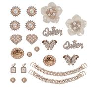 22 Pcs Shoe Charms for Crocs Sparkly Croc Accessories, Bling Crocs Charms Adult DIY Sandals Croc Charm Rose Gold Diamond Chain Shoe Buckle Decorations for Women Girls Adult Gift (White Gold)