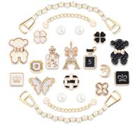 22 PCS Shoe Decoration Charms for Women, Golden Rhinestone Shoe Accessories with Bling Girly Shoe Chains, S, Resin and Alloy, bear