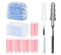 22 PCS Telescopic Flash Dust Magnet Starter Kit Extends Up to 82 cm, 2 Types Long Magic Duster Flash Dust Magnet Refill Single Sided and Double Sided Flash Magnetic Fluffy Dusters Refills for Cleaning