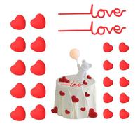 22 Pcs Valentine’s Day Cake Topper Red Heart Love Cake Decoration Multi Sizes 3D Heart Cake Toppers Love Cake Picks Cupcake Topper for Wedding Engagement Anniversary Mother’s Day Cake Decoration