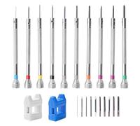 22 Pcs Watchmakers Screwdriver Set, Precision Screwdriver Kit 0.6-1.6 mm Repair Magnetizer Glasses Set with 10 Tool 10 bits 2 demagnetizer for Clocks Jewelry Tools Jewellers Watch Eyeglasses