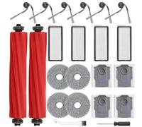 22-Piece Accessory Set for Roborock Qrevo Series/QV 35A/QV 35S Robot Vacuum Cleaner with 2 Main Brushes, 4 Wipes, 4 HEPA Filters, 4 Dust Bags, 6 Side Brushes, 1 Cleaning Brush, 1 Screwdriver
