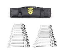 22-Piece Flex-Head Ratcheting Wrench Set,Metric & SAE Chrome Vanadium Steel Hand Combination Wrench Spanner with Portable Carrying Bag