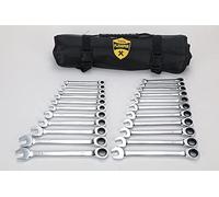 22-Piece Ratcheting Wrench Set，Metric & SAE Chrome Vanadium Steel Hand Combination Wrench Spanner with Portable Carrying Bag
