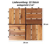 22 Pieces 30x30 cm Acacia Tiles = 2 m² Wooden Tiles Acacia Wood Click Tiles