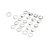 22 Pieces Antique Styles Rings With Floral Embossing And Snake TaiJi Yin Yangs Designs Accessory For Daily Wear Vintage Rings Set