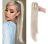 22" Ponytail Extension Long Curly Ponytail Hairpiece Clip in Claw Hair Extensions Natural Looking for Women Bleach Blonde