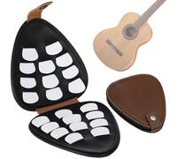 22 Premium Guitar Picks With Leather Storage Bag, Celluloid Plectrums For Guitar, Bass, Ukulele, Easy-To-Carry Holder