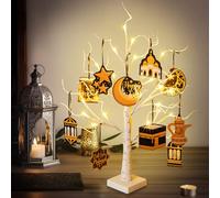 22" Ramadan Tree with 24 LED Lights, Mubarak Ramadan Birch Tree, USB/Battery Powered, Decorations for Home Wedding Fireplace Decor
