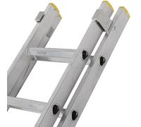 22 Rung Aluminium Double Section Extension Ladder With Stabiliser Feet - 3M To 5M