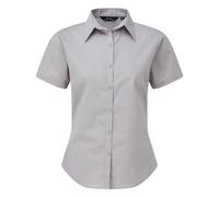 Premier Women's Short Sleeve Poplin Blouse Plain Work Shirt in Silver | Size: 22 Premier Silver 22