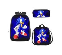 (22) Sonic 3 Piece School Bag Lunch Bag Pencil Case Kids Set